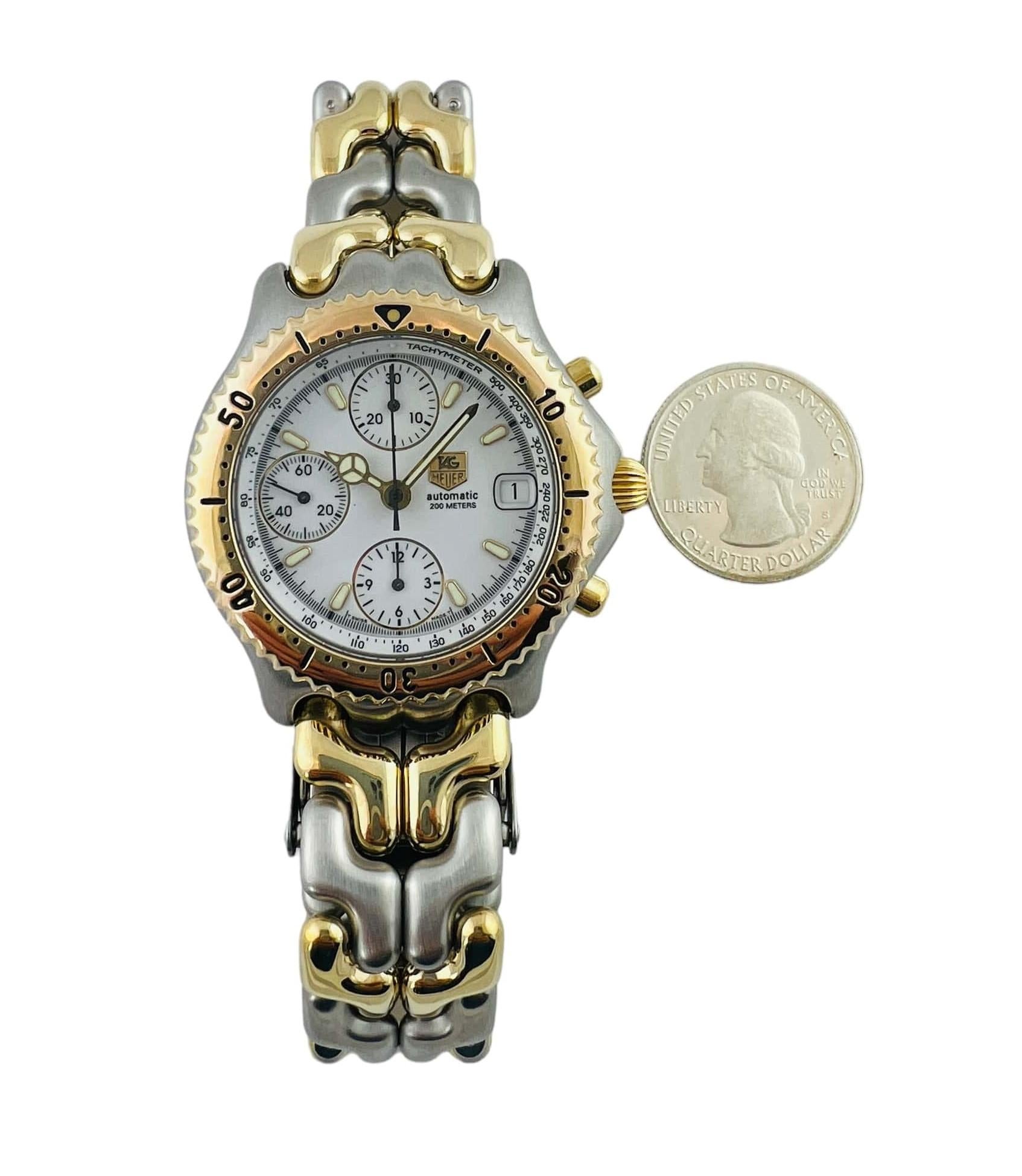 TAG Heuer Montre chronographe à maillons bicolores automatique CG2120-RO en vente 8