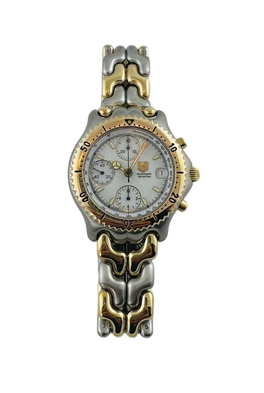 TAG Heuer Montre chronographe à maillons bicolores automatique CG2120-RO Bon état - En vente à Washington Depot, CT