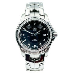Tag Heuer Link WJ1117-0 Edelstahl-Kastenpapiere mit schwarzem Diamant-Zifferblatt und Lünette
