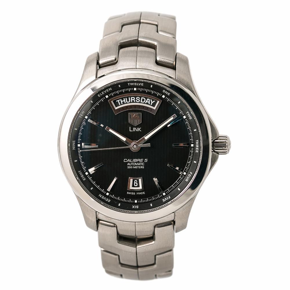 TAG Heuer Link WJF2010 Men's Automatic Day-Date Watch Black Dial Stainless