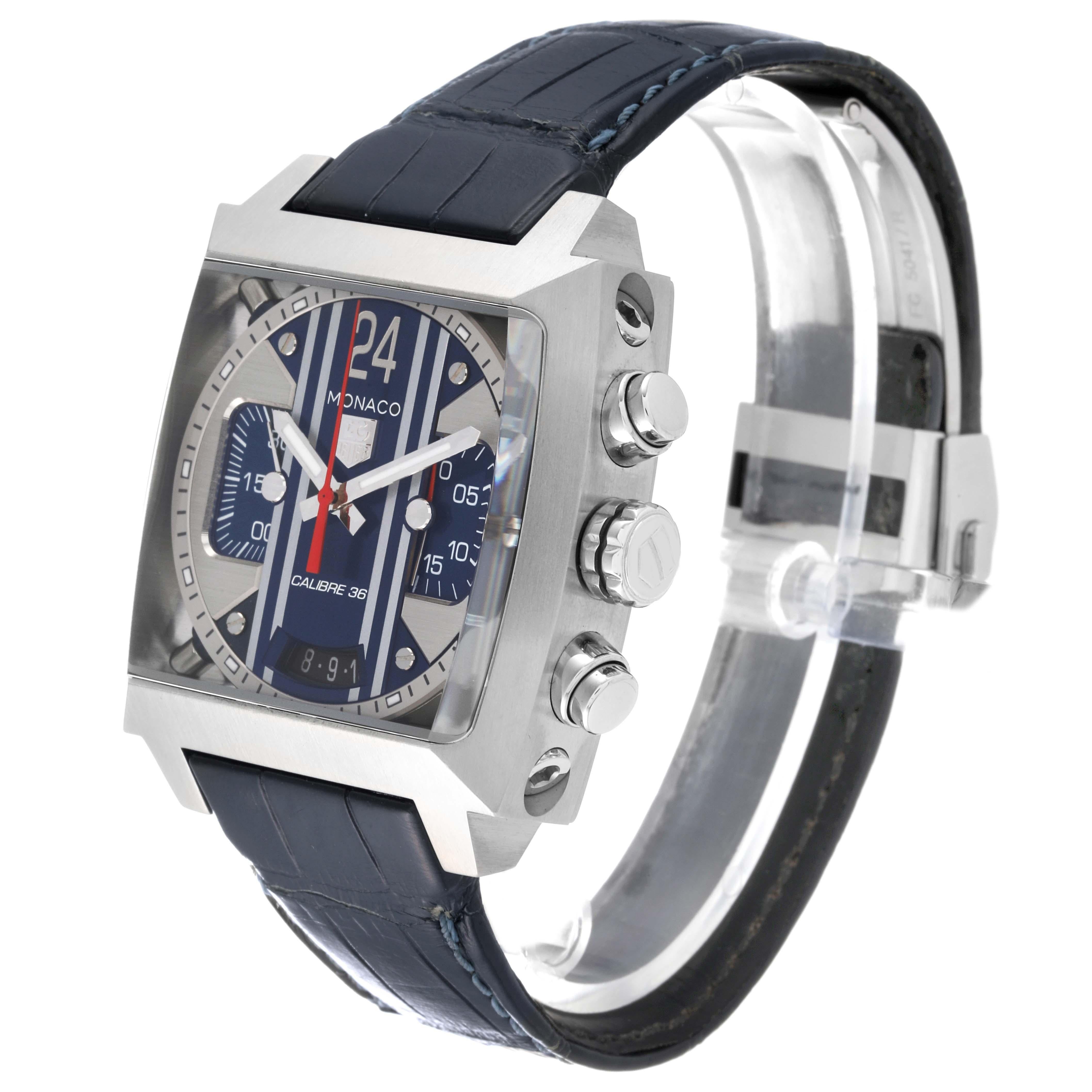 Men's Tag Heuer Monaco 24 Chronograph Steel Mens Watch CAL5111 Box Card For Sale