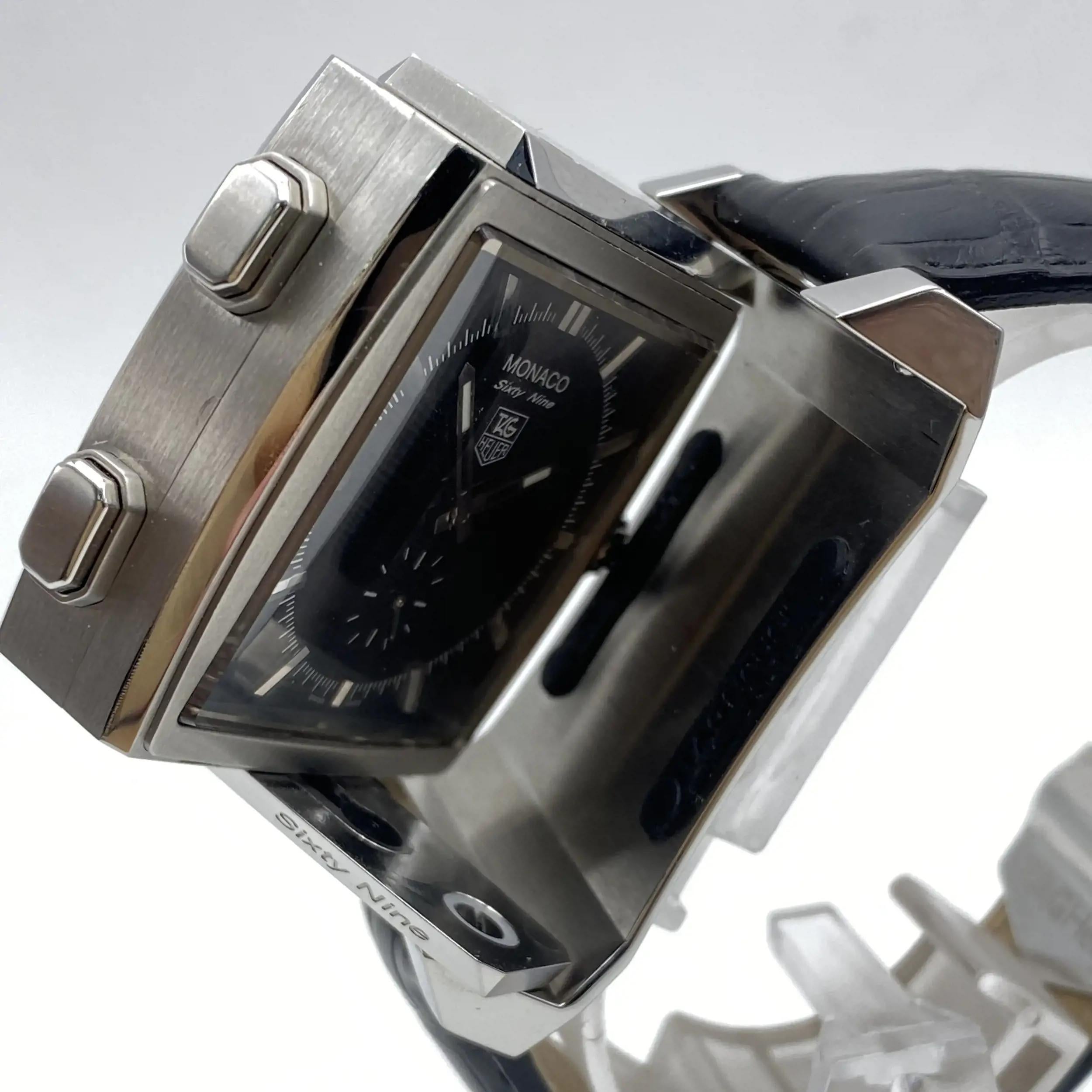 Tag Heuer Monaco 69 Steel Black Dial Analog-Digital Flip Men Watch CW9110.FC6177 3