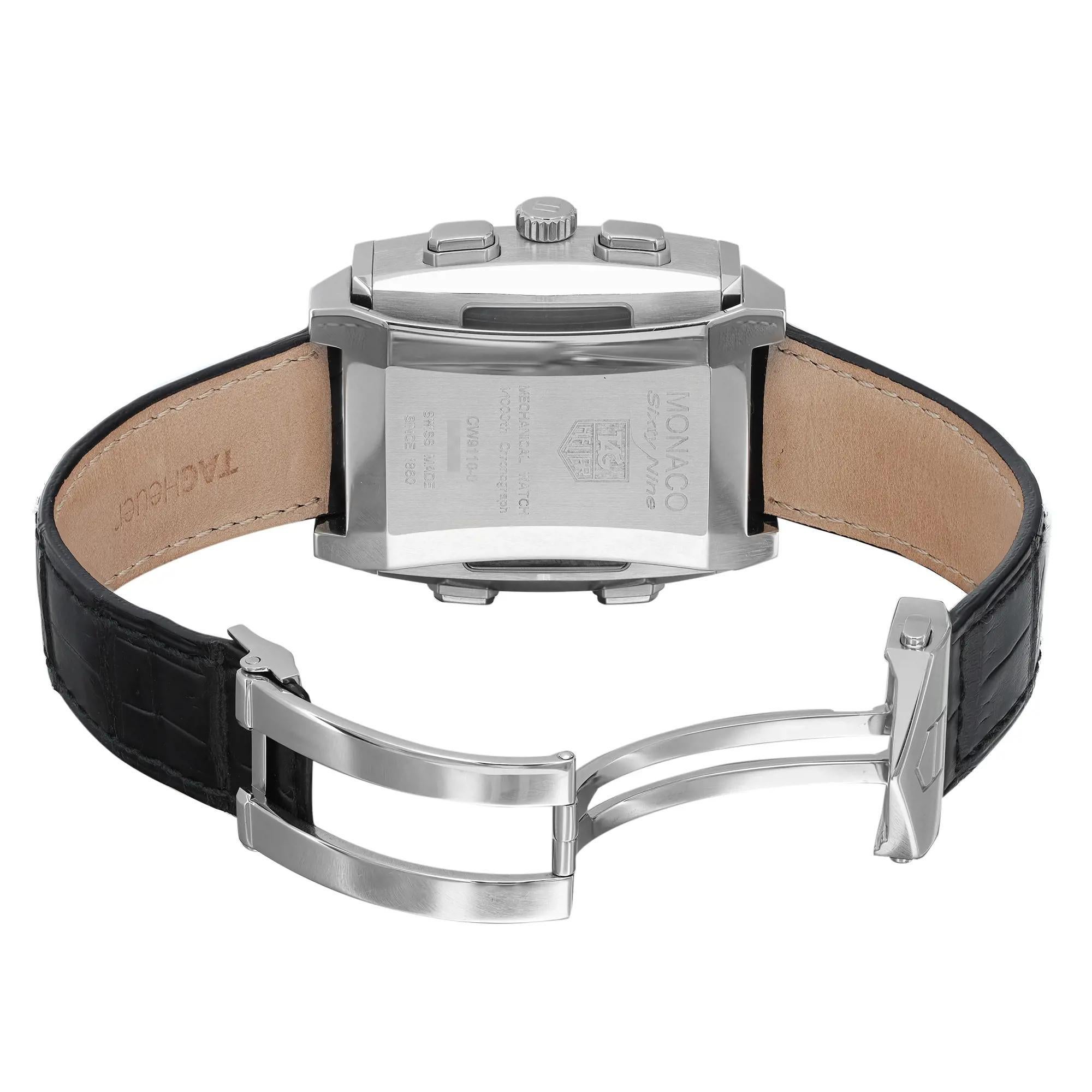 Tag Heuer Monaco 69 Steel Black Dial Analog-Digital Flip Men Watch CW9110.FC6177 In Good Condition In New York, NY