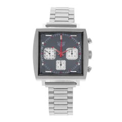 TAG Heuer Monaco 73633 40mm Vintage Grey Steel Chronograph Mens Watch 1975