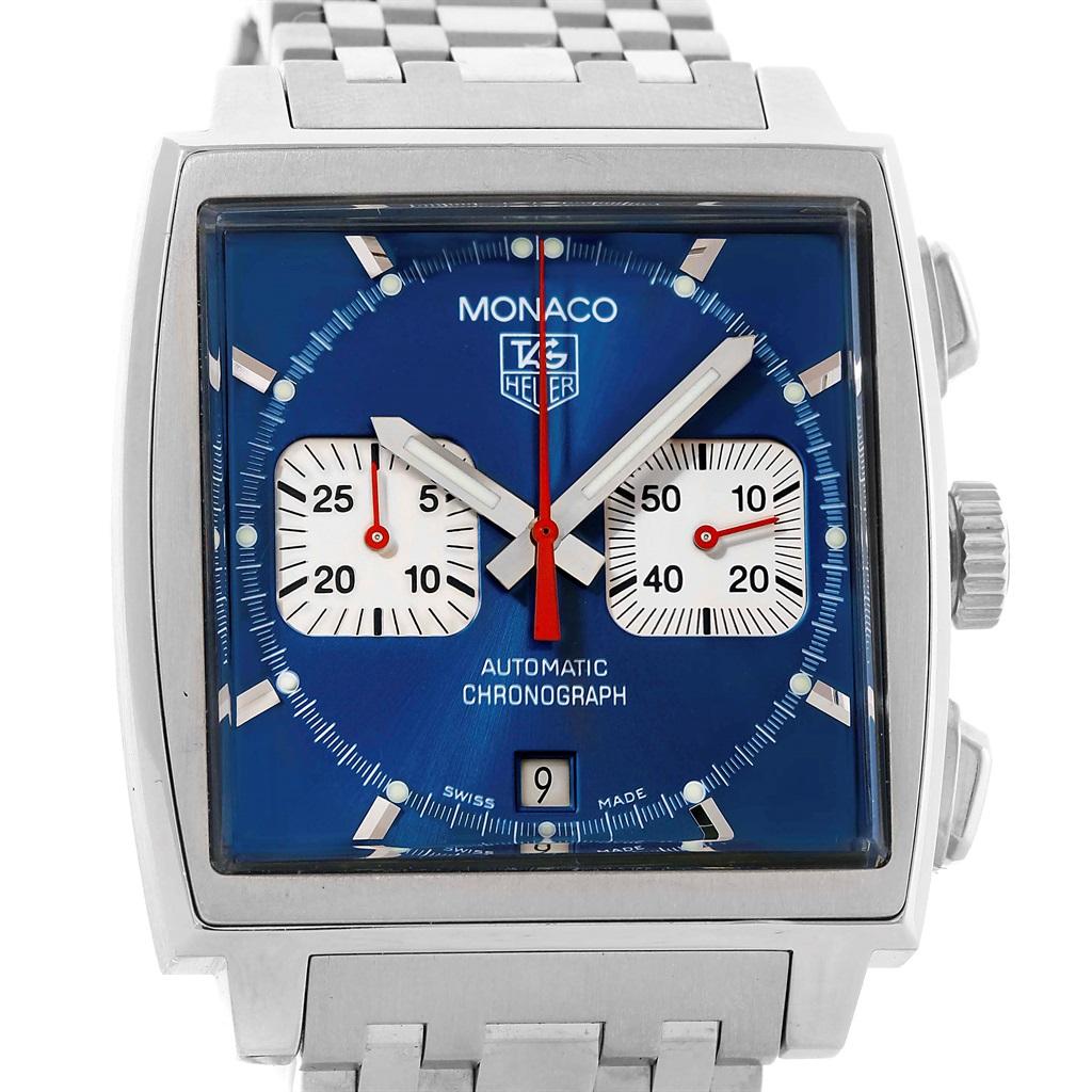 TAG Heuer Monaco Automatic Chronograph Men’s Watch CW2113 In Excellent Condition In Atlanta, GA