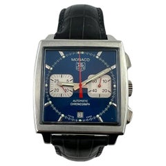 Used Tag Heuer Monaco Automatic Racing Watch CW2113-0 Blue Dial #15475