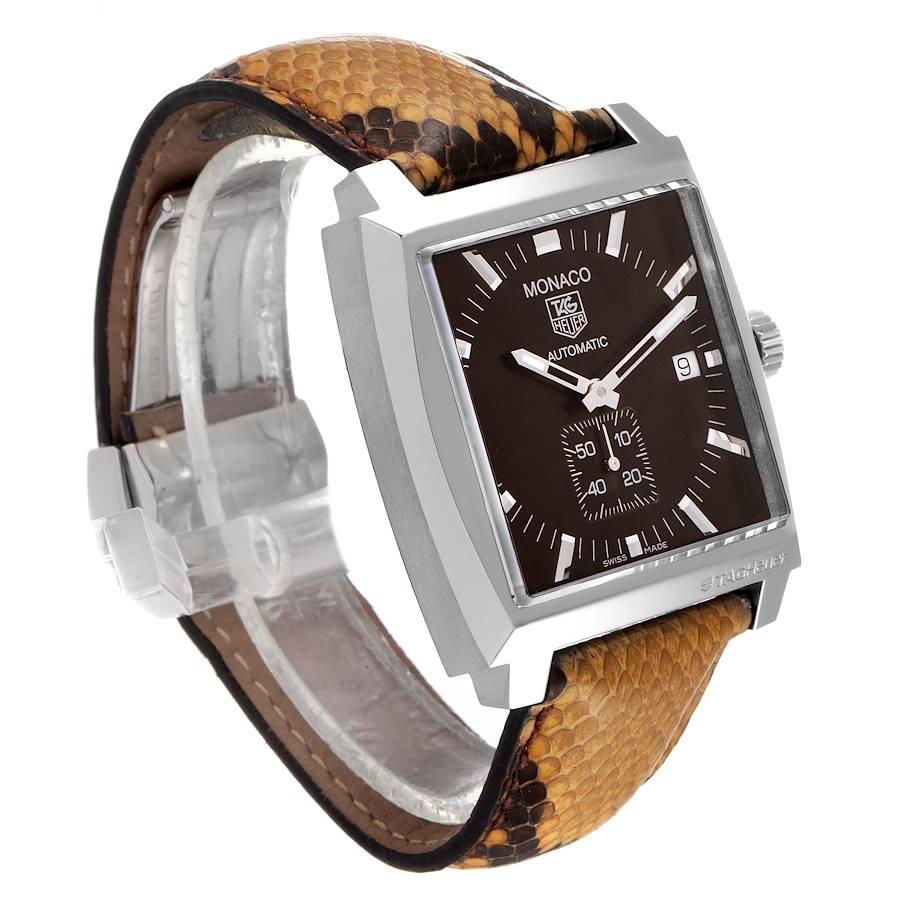 Tag Heuer Monaco Bronze Zifferblatt Python Riemen Stahl Herrenuhr WW2115 im Zustand „Hervorragend“ im Angebot in Atlanta, GA
