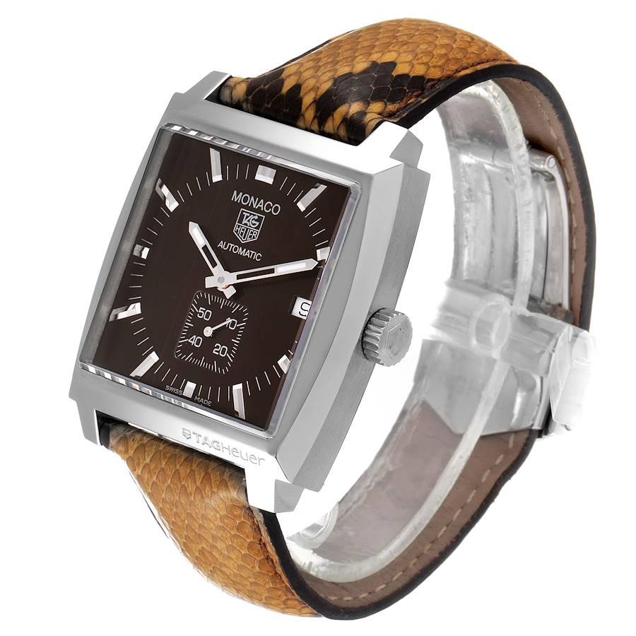 Tag Heuer Monaco Bronze Zifferblatt Python Riemen Stahl Herrenuhr WW2115 im Angebot 1