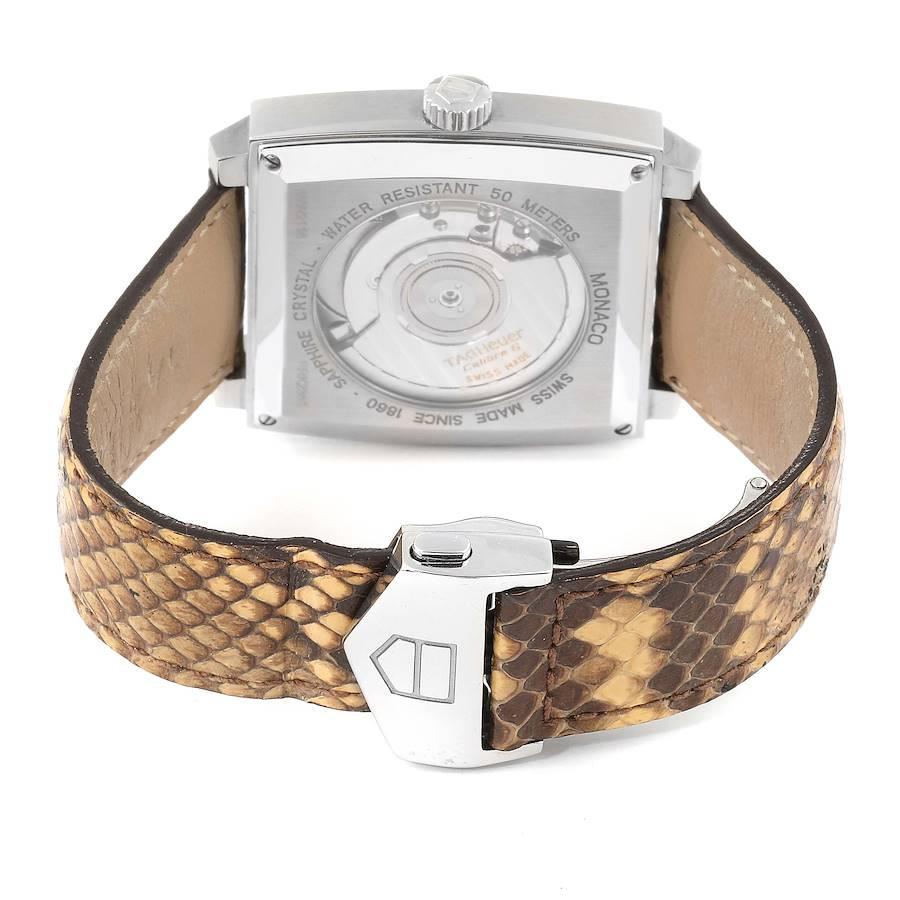 TAG Heuer Monaco Bronze Diamond Dial Python Strap Steel Men's Watch WW2116 For Sale 1
