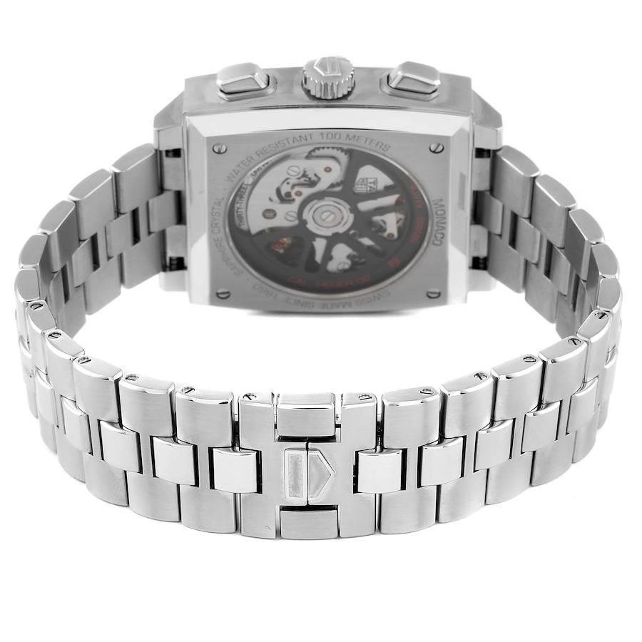 Tag Heuer Monaco Kaliber 02 Schwarzes Zifferblatt Stahl-Herrenuhr CBL2113 Box Card im Angebot 4