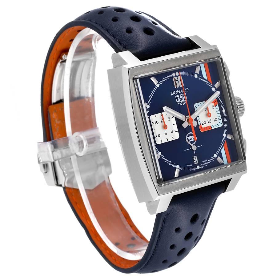 TAG Heuer Monaco Calibre 02 Gulf Edition Steel Mens Watch CBL2115 Box Card Excellent état à Atlanta, GA