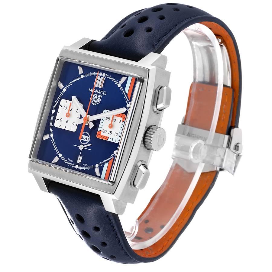  TAG Heuer Monaco Calibre 02 Gulf Edition Steel Mens Watch CBL2115 Box Card Pour hommes 