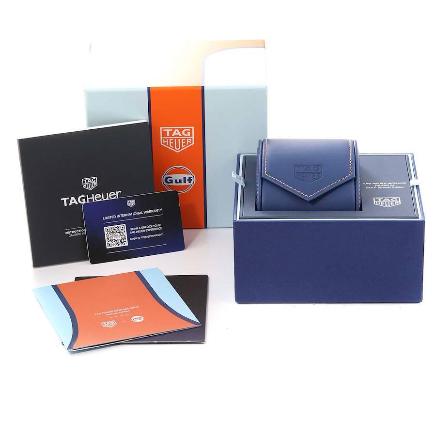 TAG Heuer Monaco Calibre 02 Gulf Edition Steel Mens Watch CBL2115 Box Card 5