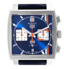 TAG Heuer Monaco Calibre 02 Gulf Edition Steel Mens Watch CBL2115 Box Card
