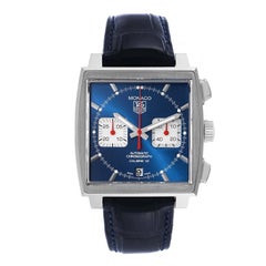 TAG Heuer Monaco Calibre 12 Blue Dial Steel Mens Watch CAW2111
