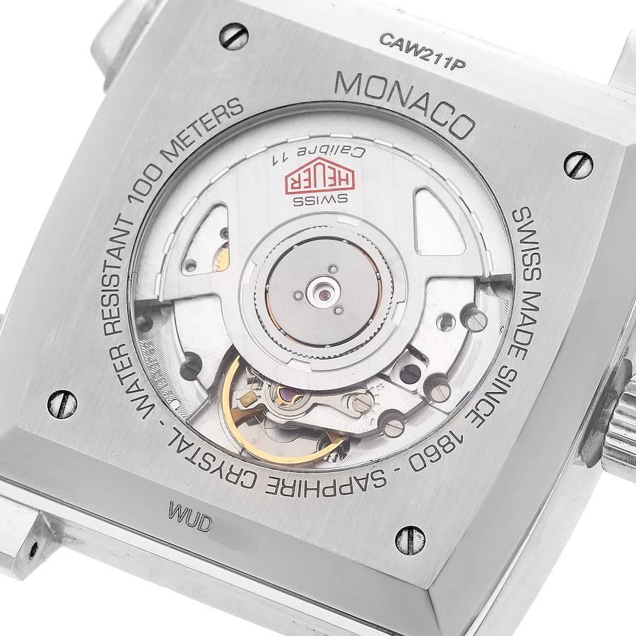 Tag Heuer Monaco Montre chronographe à cadran bleu en acier pour hommes CAW211P Boîte Card en vente 2