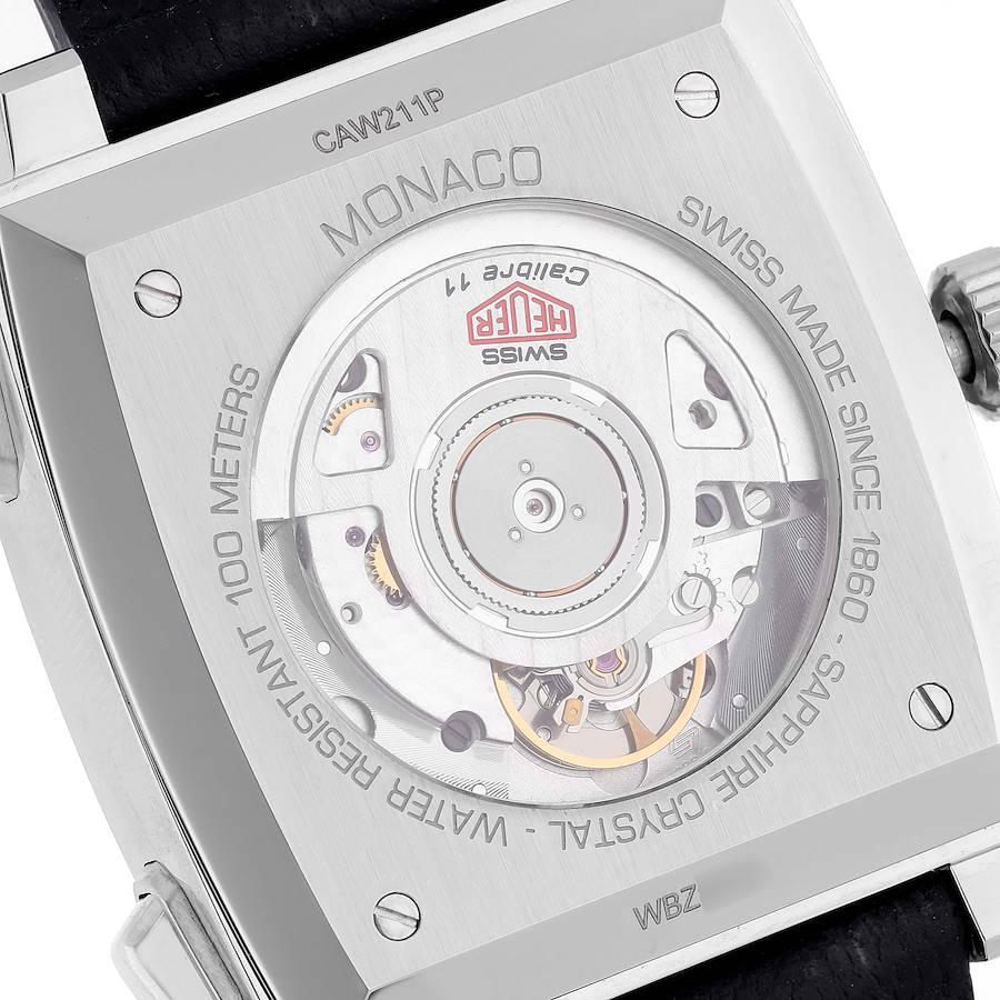 Tag Heuer Monaco Montre chronographe à cadran bleu en acier pour hommes CAW211P Boîte Card en vente 2