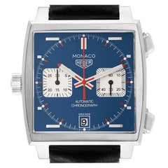 Tag Heuer Monaco Chronograph Blue Dial Steel Mens Watch CAW211P Unworn
