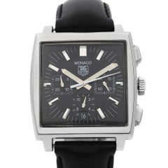 TAG Heuer Monaco Chronograph Steel Black Dial Automatic Mens Watch CW2111.FC6171