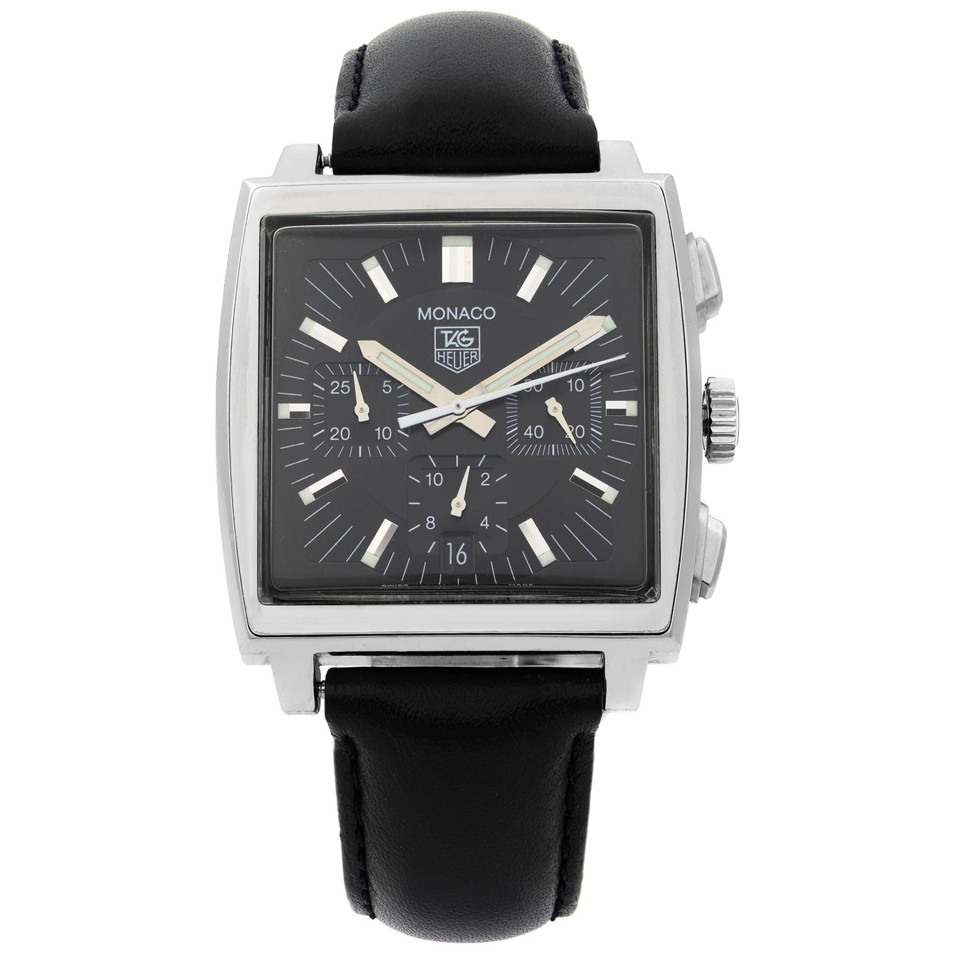 TAG Heuer Monaco Chronograph Steel Black Dial Automatic Mens Watch CW2111.FC6171