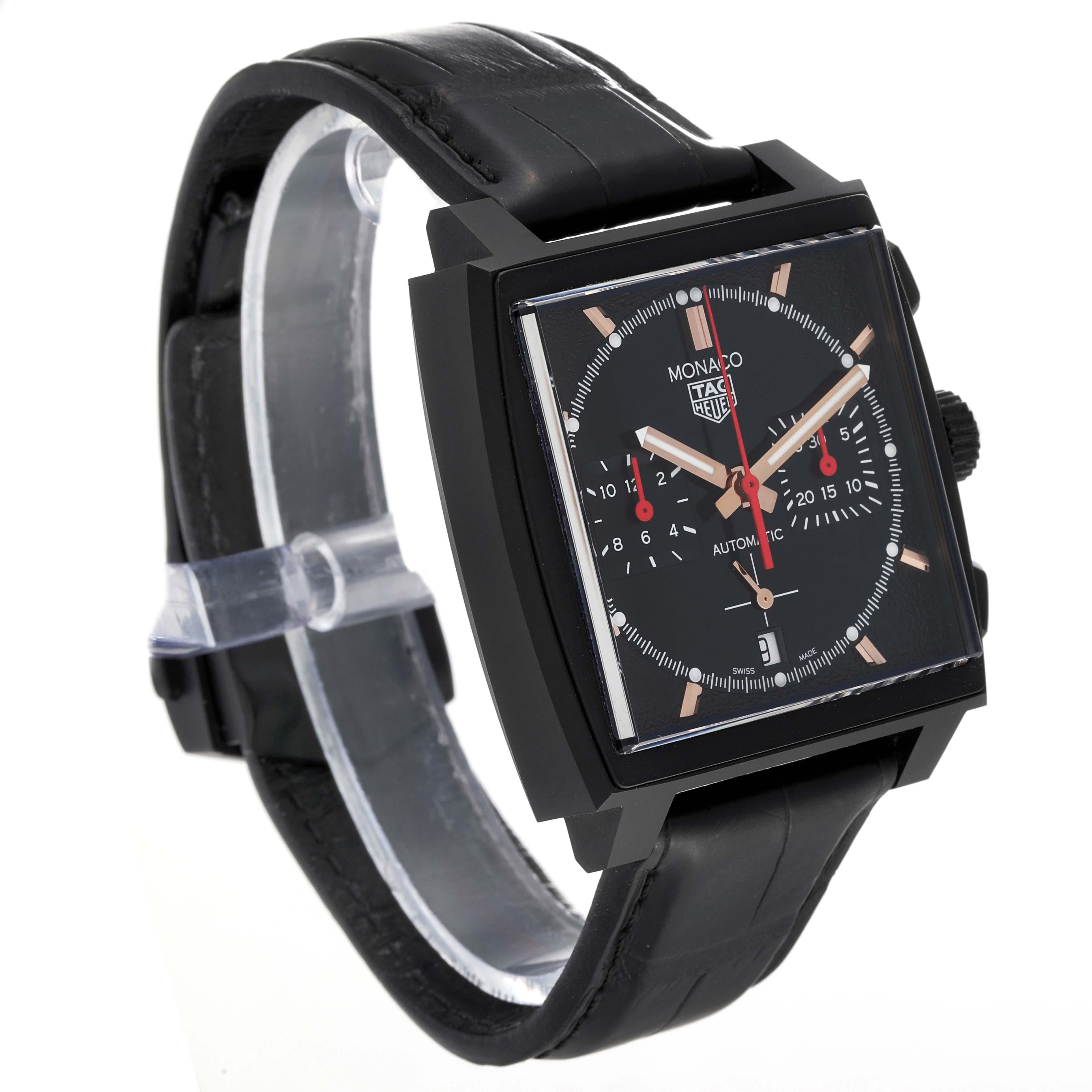 Tag Heuer Monaco Dark Lord Black Dial Titanium Mens Watch CBL2180 Unworn In Excellent Condition For Sale In Atlanta, GA