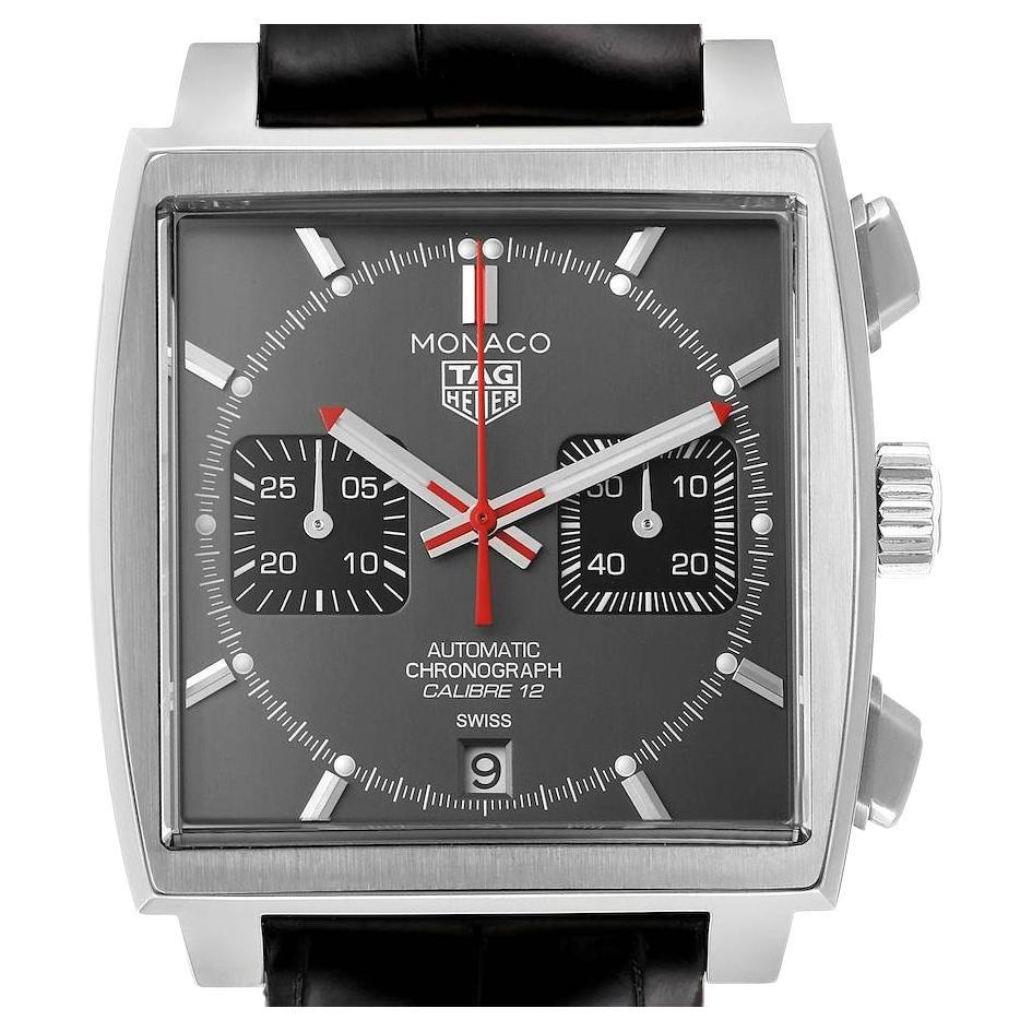 Tag Heuer Monaco Grey Dial Limited Steel Mens Watch CAW211J Box Card For Sale