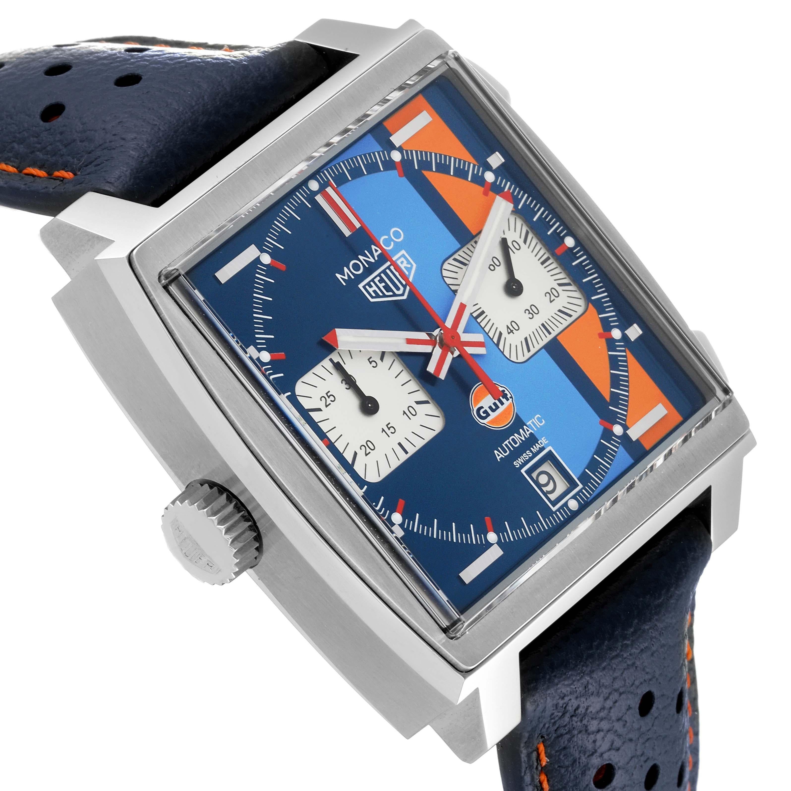 Tag Heuer Monaco Gulf 2018 Chronographe en acier pour hommes CAW211R Boîte Card 1