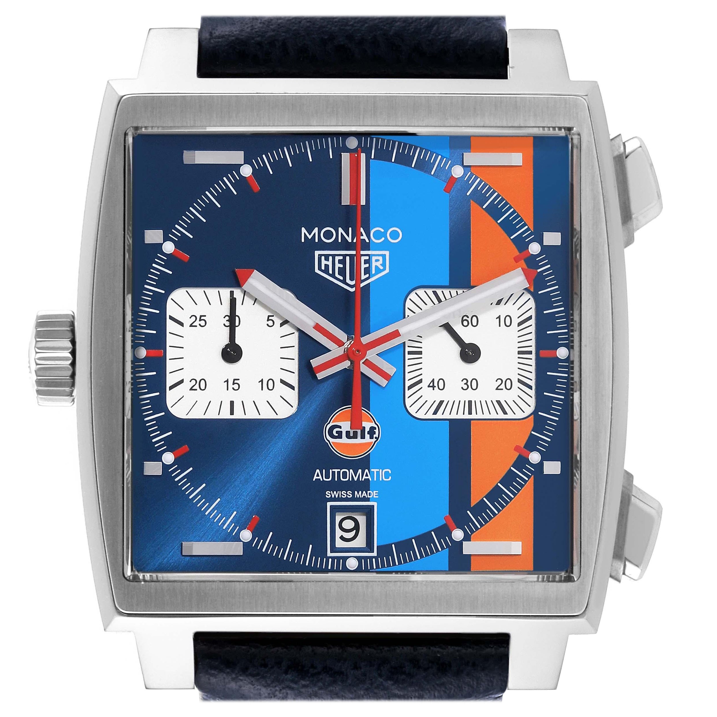 Tag Heuer Mónaco Golfo 2018 Cronógrafo Acero Reloj Caballero CAW211R Caja Tarjeta
