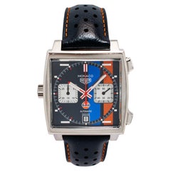 Tag Heuer Monaco Gulf 39MM CAW211R.FC6401 Orange Blue Chrono Automatic Watch