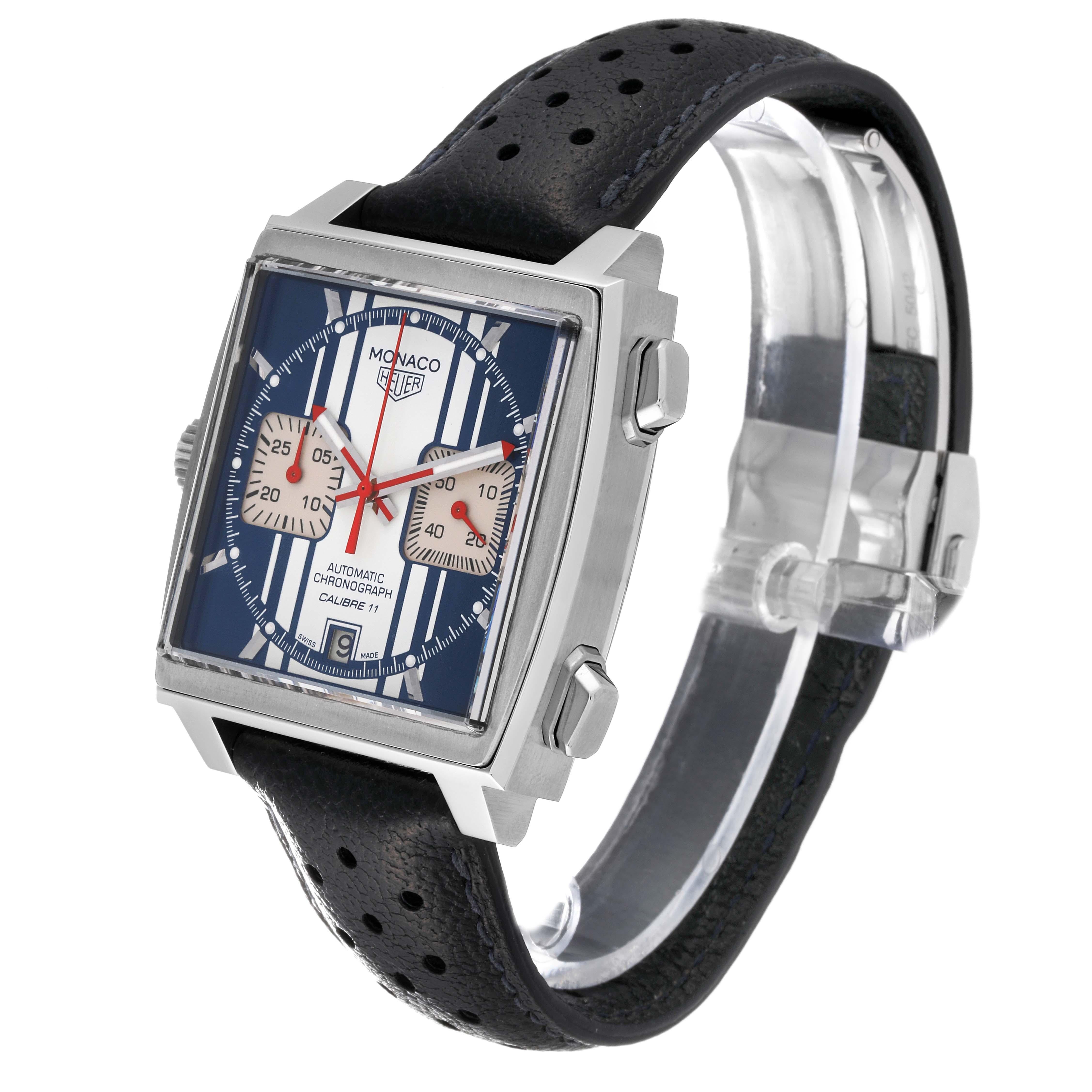 Tag Heuer Monaco McQueen Limited Edition Steel Mens Watch CAW211D Box Card For Sale 3