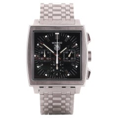 Tag Heuer Monaco steel 38 mm case black dial men's automatic wristwatch CW2111