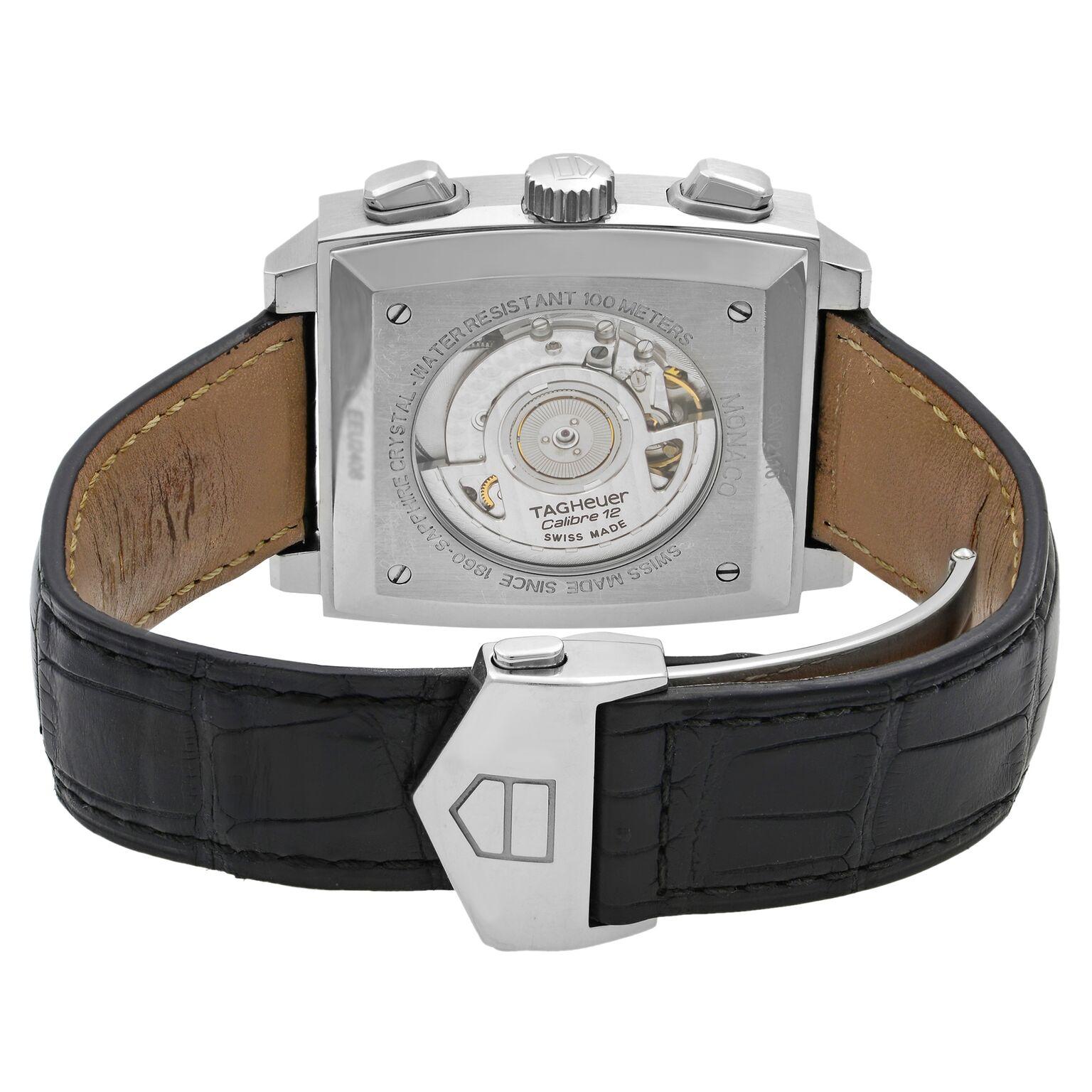TAG Heuer Monaco Stainless Steel Quartz Men's Watch CAW2110.FC6177 In Good Condition In New York, NY