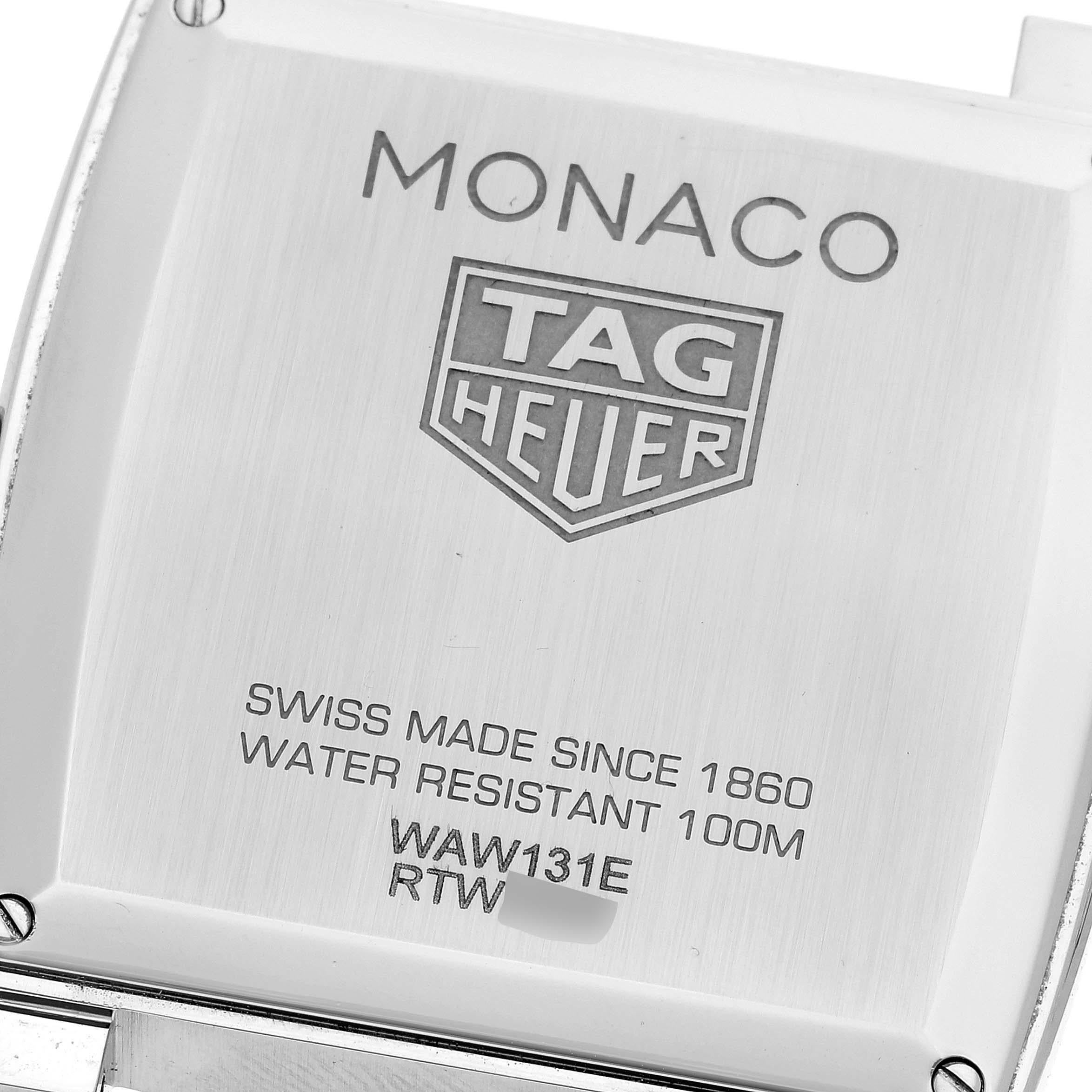 TAG Heuer Monaco Steel Brown Diamond Dial Mens Watch WAW131E Box Card en vente 2