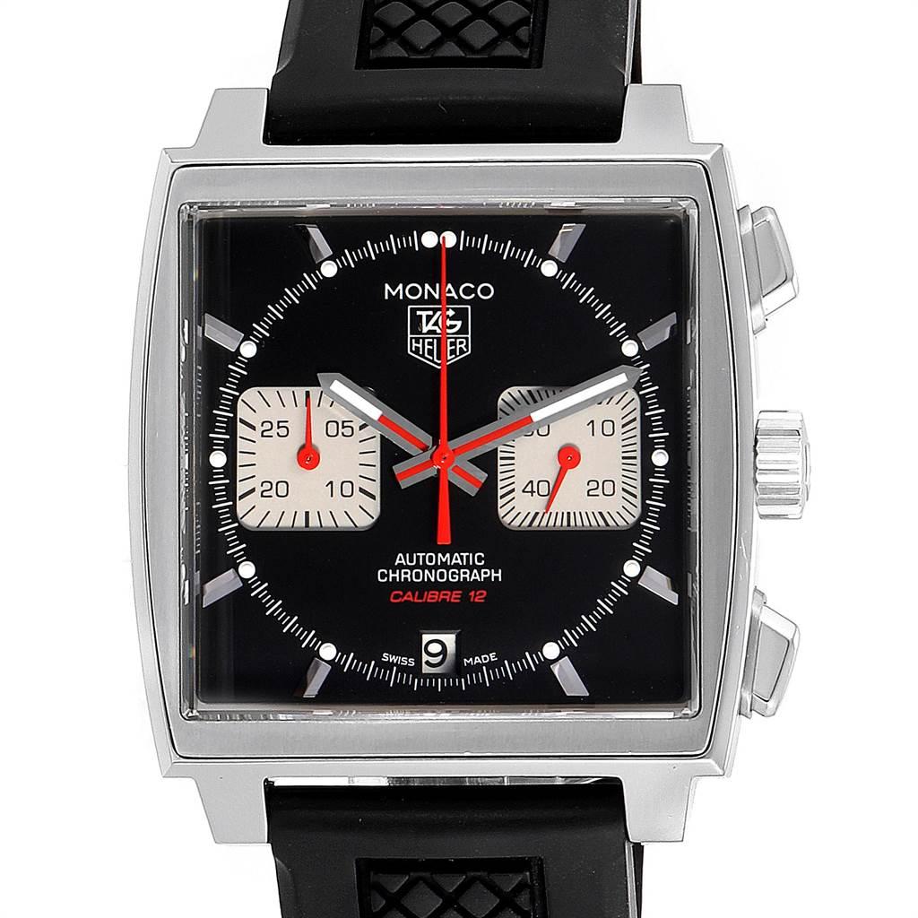 Tag Heuer Monaco Steve McQueen Edition Mens Watch CAW2114 Box Card. Automatic self-winding movement. Polished stainless steel case 39 x 39 mm. Case thickness 14mm. Exhibition case back. Fixed stainless steel bezel. Tag Heuer box and card
