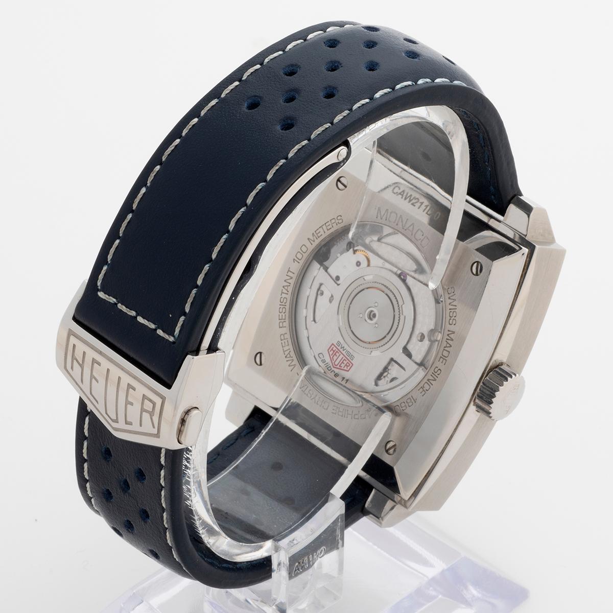 TAG Heuer Monaco Steve McQueen Ref CAW211D, gestreiftes Zifferblatt, Kaliber 11, kompletter Satz, 2012 im Angebot 1