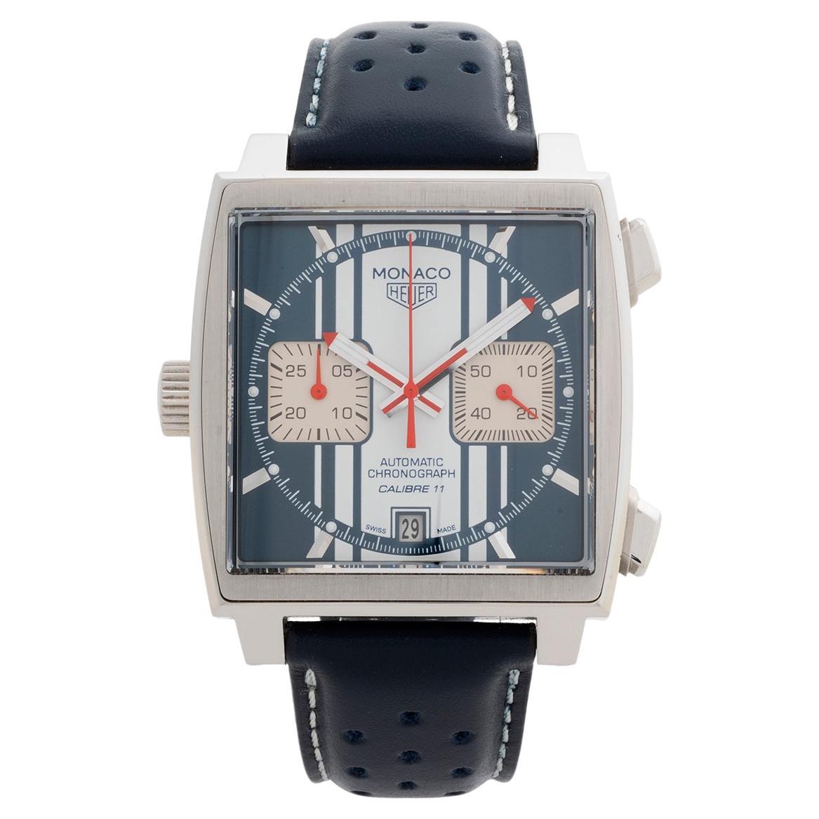 TAG Heuer Monaco Steve McQueen Ref CAW211D, gestreiftes Zifferblatt, Kaliber 11, kompletter Satz, 2012