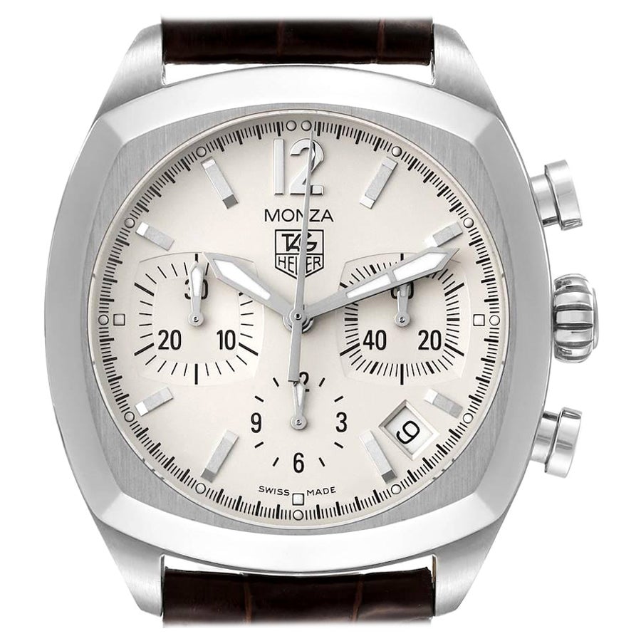 Tag Heuer Monza Chronograph Silver Dial Steel Mens Watch CR2114