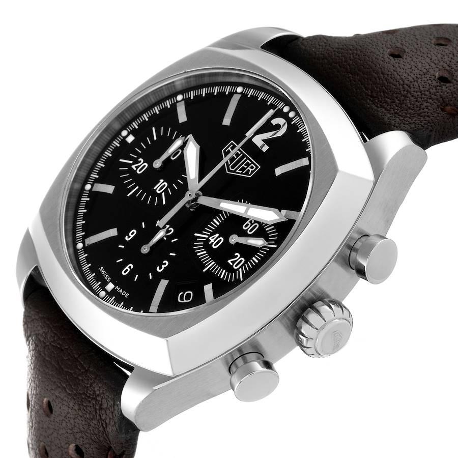 TAG Heuer Monza Re Edition Chronograph Black Dial Steel Mens Watch CR2110