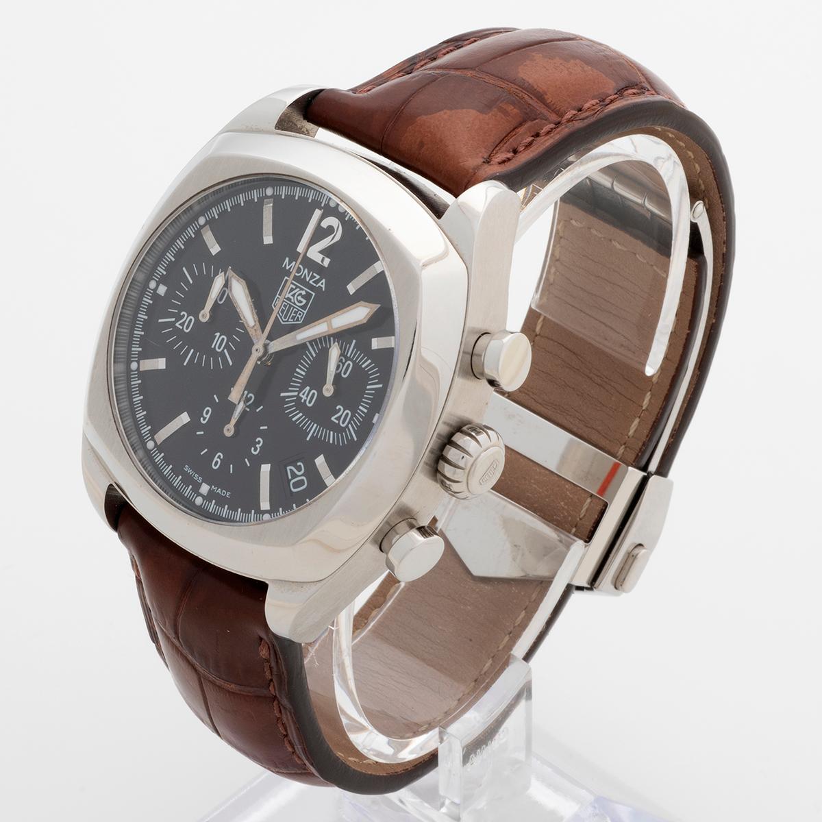 TAG Heuer Monza Ref CR2113-0. Chronograph und Datum, 38-mm-Edelstahlgehäuse. im Zustand „Gut“ in Canterbury, England