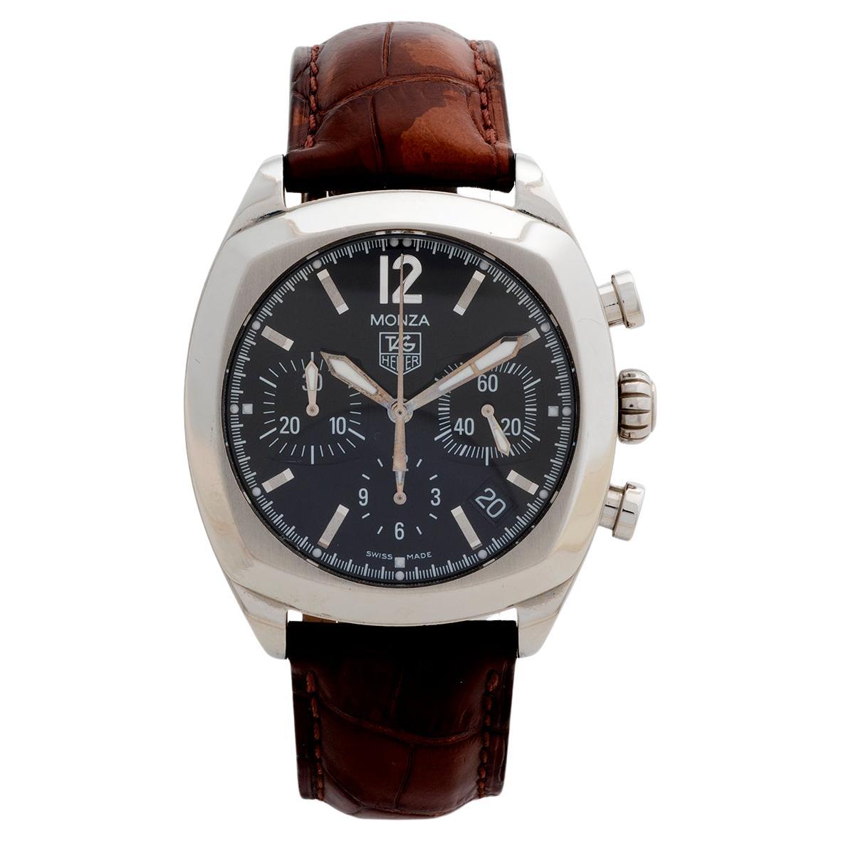 Tag Heuer Monza Ref CR2113-0. Chronographe et date, boîtier en acier inoxydable de 38 mm.