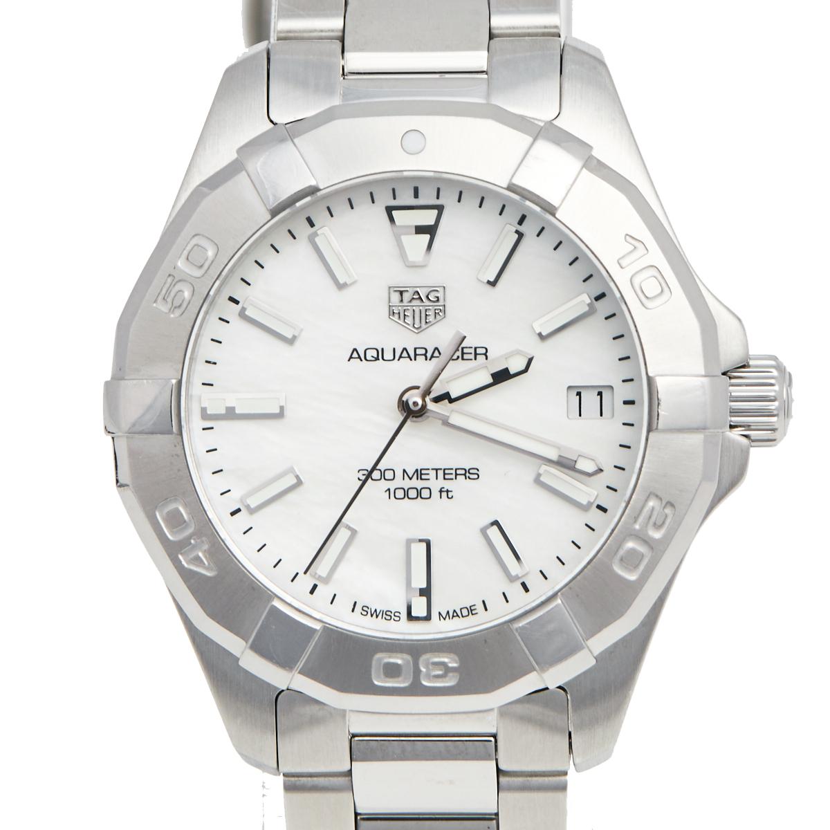 tag heuer aquaracer women's mother of pearl watch