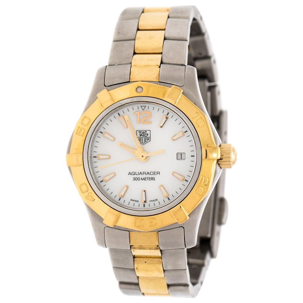 Tag Heuer Mother of Pearl Two-Tone Aquaracer WAF1424 Women's Wristwatch 27 mm