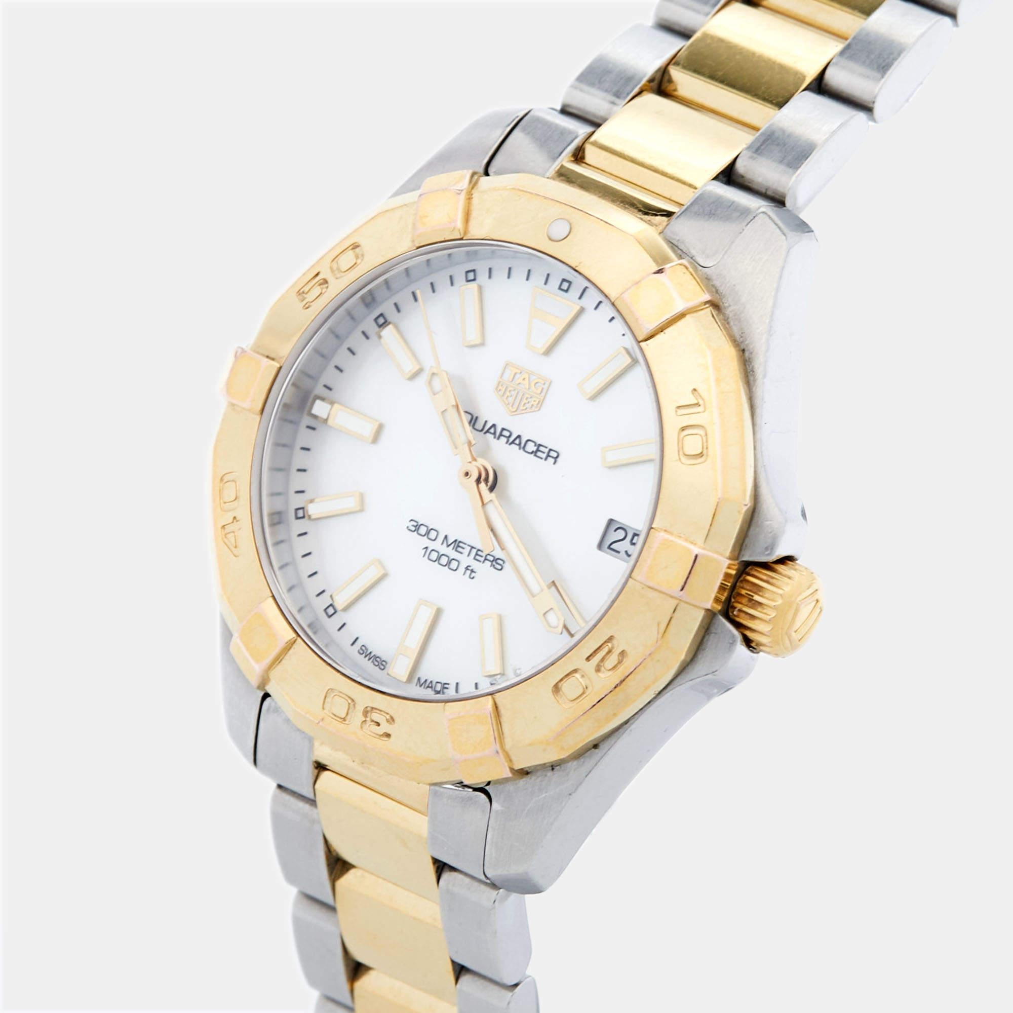 TAG Heuer Mother of Pearl Two Tone Stainless Steel Aquaracer WBD1320.BB0320  For Sale 5