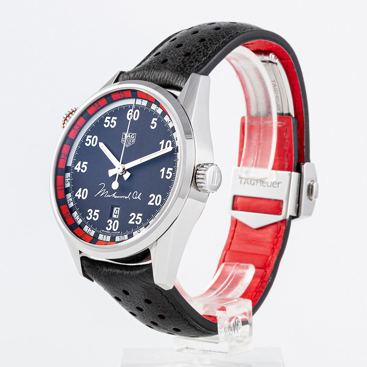 Tag Heuer Muhammad Ali spetial edition steel case, leather bracelet In Excellent Condition For Sale In MADRID, ES