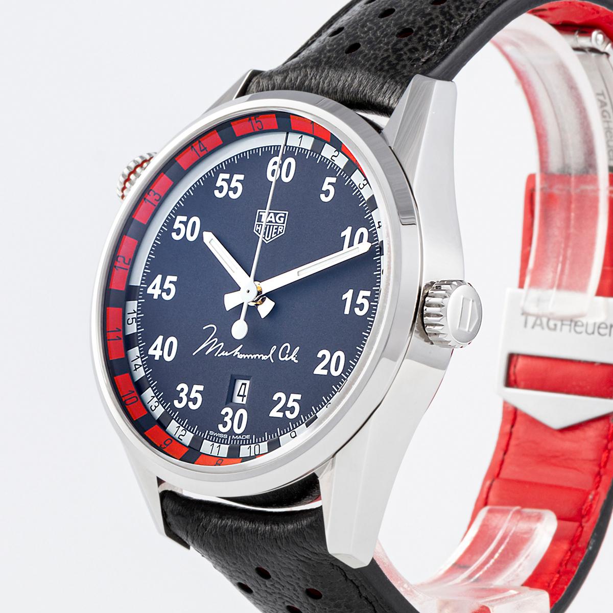 Men's Tag Heuer Muhammad Ali spetial edition steel case, leather bracelet For Sale