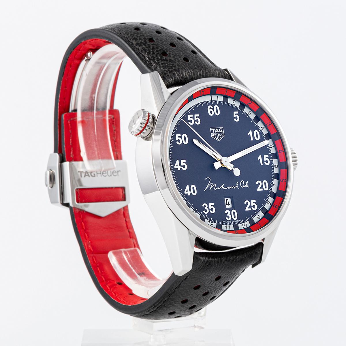 Tag Heuer Muhammad Ali spetial edition steel case, leather bracelet For Sale 2