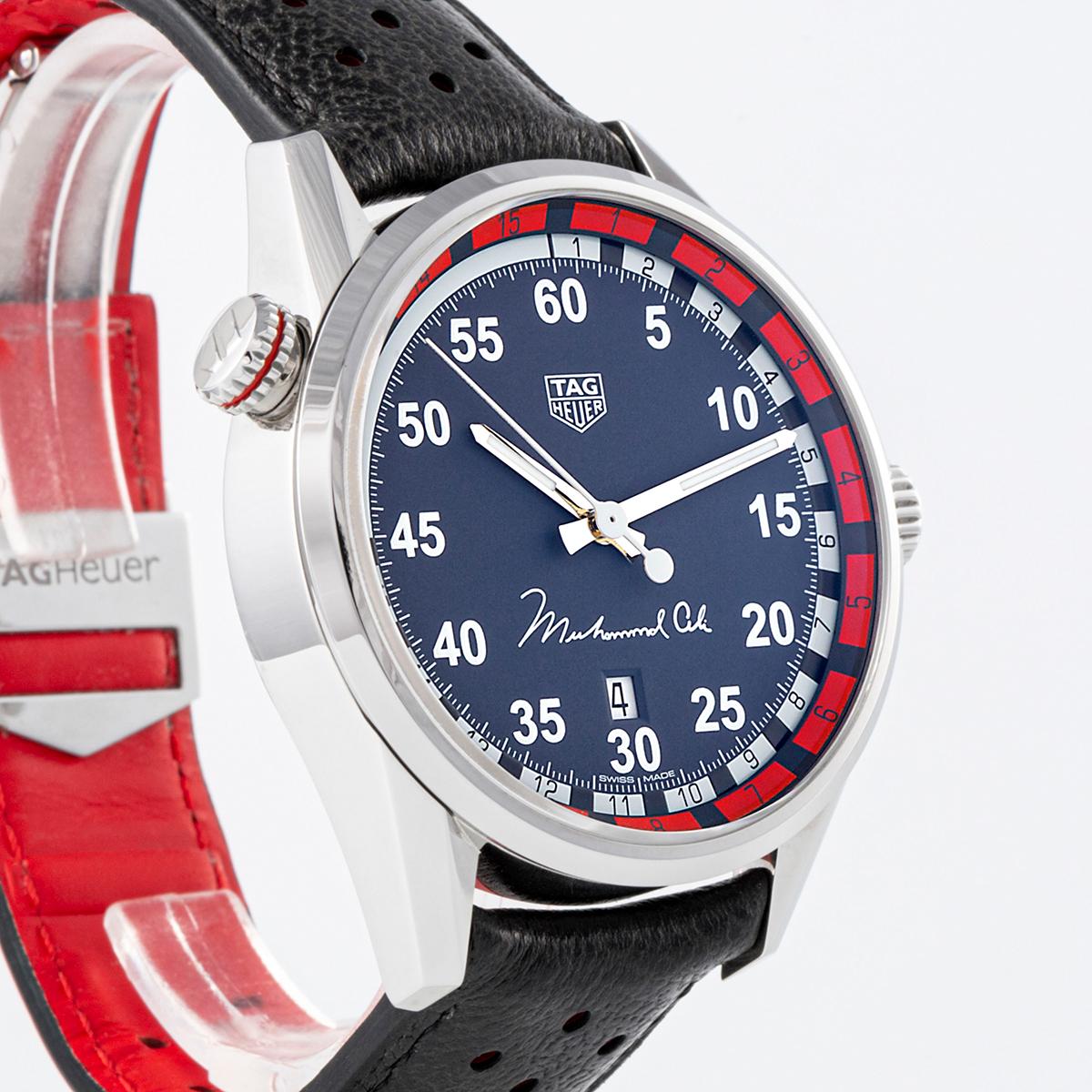 Tag Heuer Muhammad Ali spetial edition steel case, leather bracelet For Sale 3