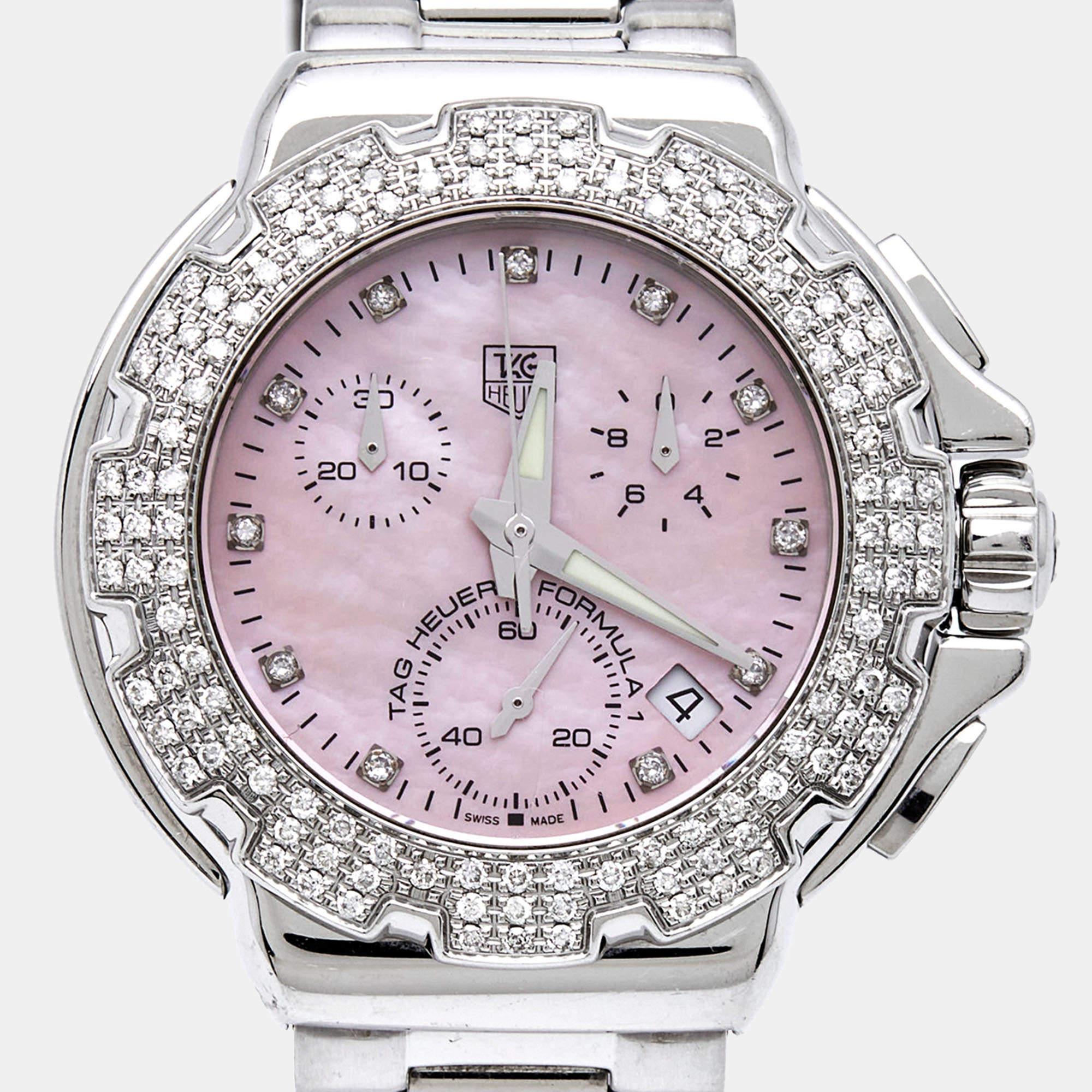 Tag Heuer Pink Mother Of Pearl Diamond Stainless Steel Formula 1 CAC1311.BA0852  3