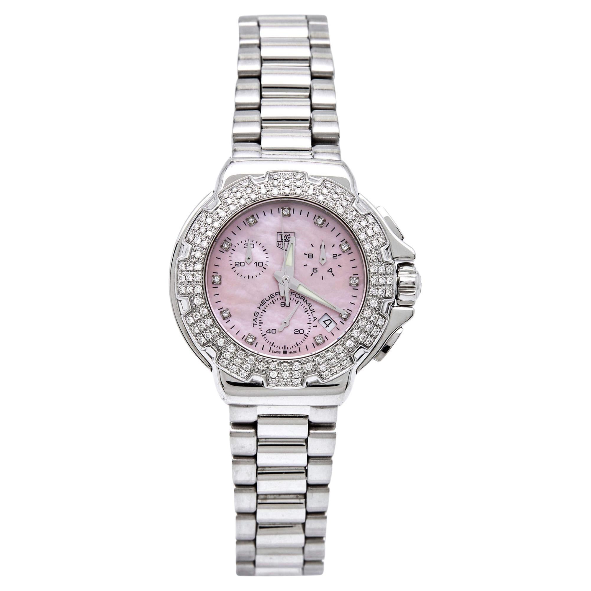 Tag Heuer Pink Mother Of Pearl Diamond Stainless Steel Formula 1 CAC1311.BA0852 
