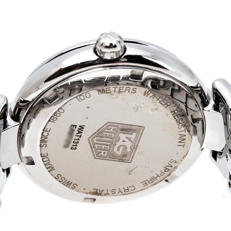 Contemporary Tag Heuer Pink Stainless Steel Diamonds Link WAT1313 Women's Wristwatch 34.50 mm